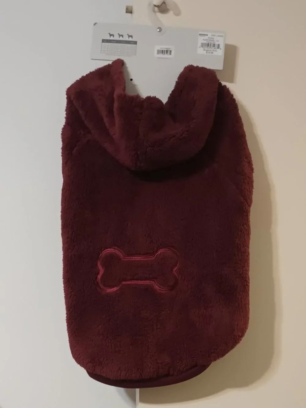 NWT~ Friends Forever Soft Pet Maroon Colored Hoodie w/ Bone Design (Size: Large)